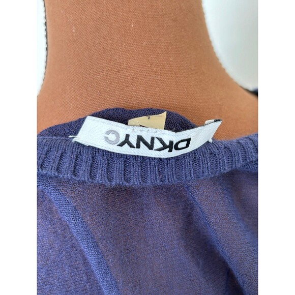 DKNY semi sheer navy top.  Size Large. - Picture 9 of 11
